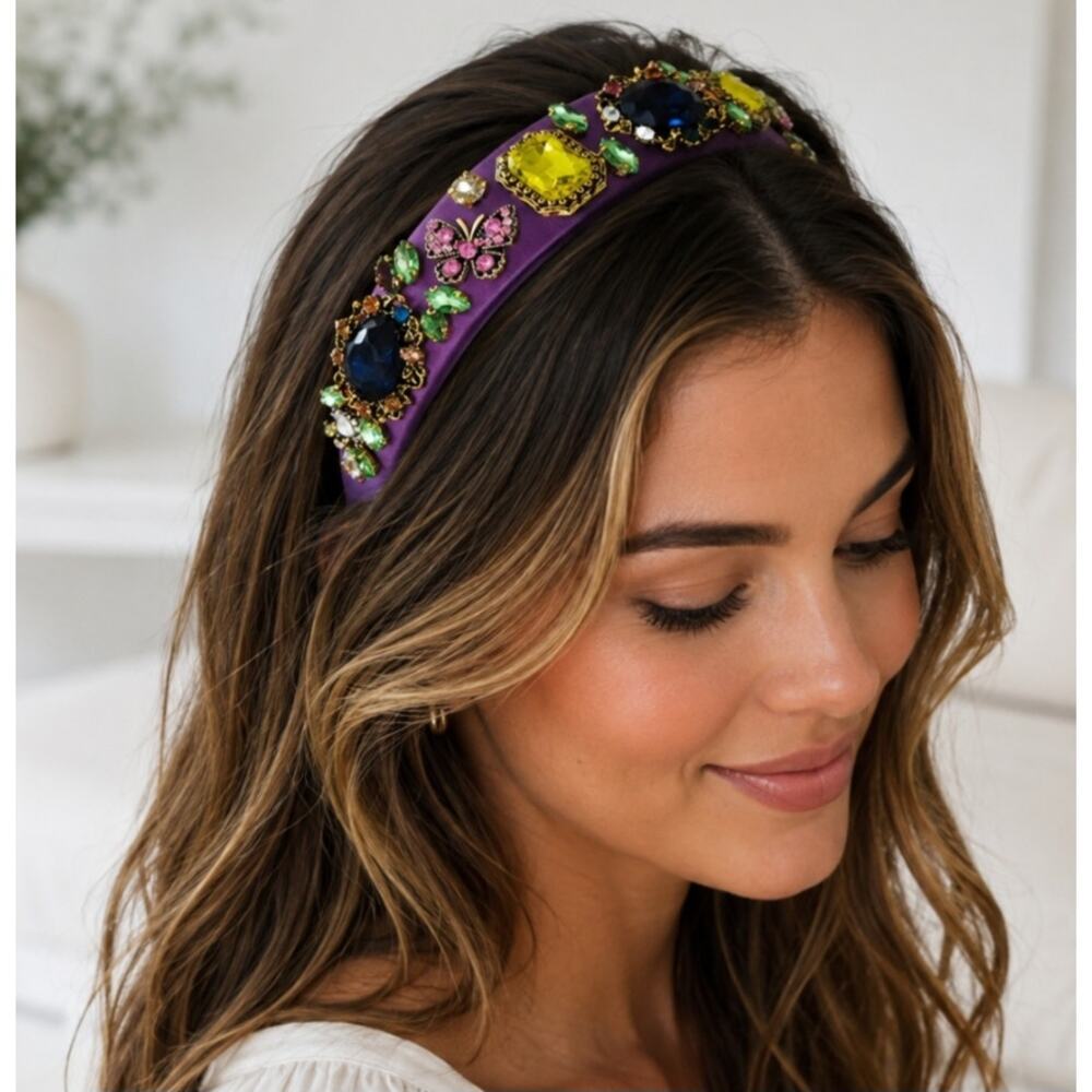 Purple Gemstone Headband New - Picture 2 of 4